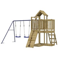 vidaXL rotaļu mājiņa ar kāpšanas sienu un šūpolēm, impregnēta priede cena un informācija | Bērnu rotaļu laukumi, mājiņas | 220.lv