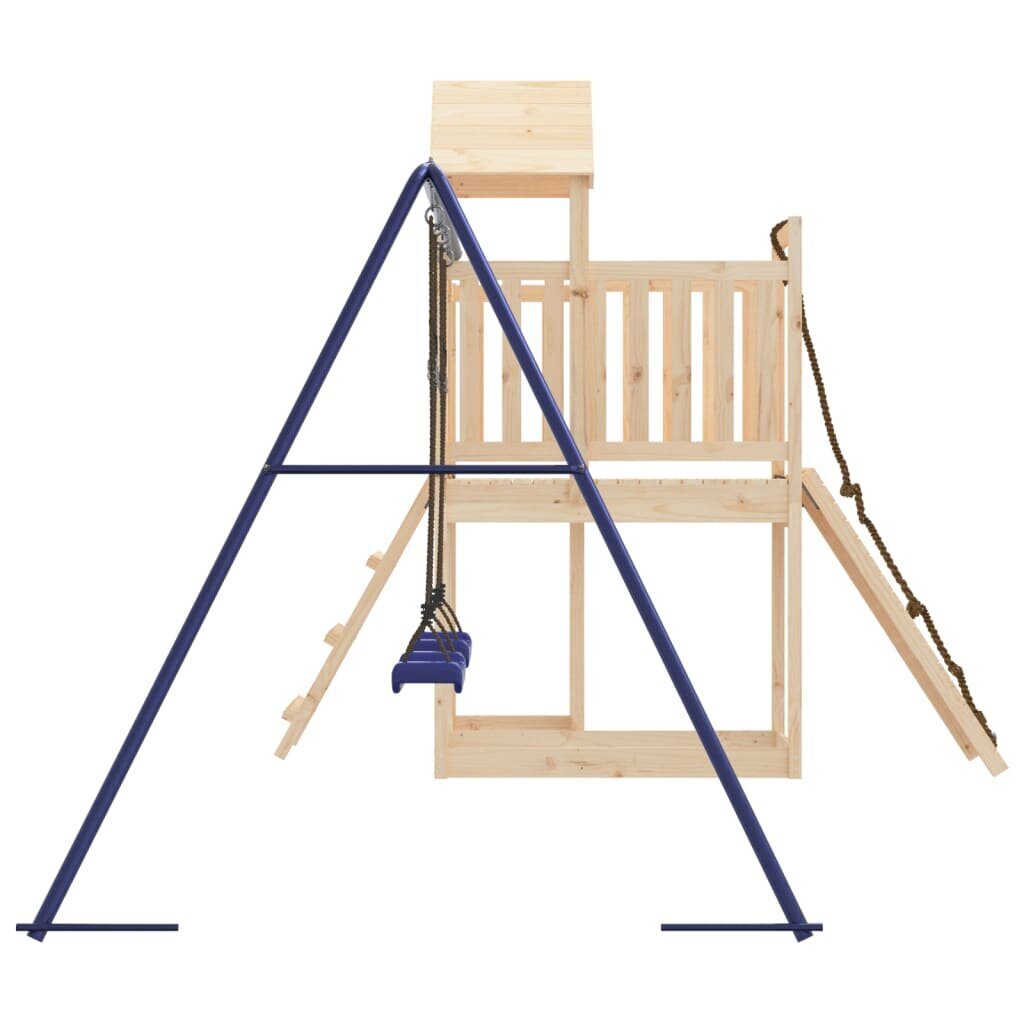 vidaXL rotaļu mājiņa ar kāpšanas sienu un šūpolēm, priedes masīvkoks cena un informācija | Bērnu rotaļu laukumi, mājiņas | 220.lv