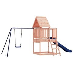 vidaXL rotaļu mājiņa ar slidkalniņu, kāpnēm, šūpolēm, Duglasa egle cena un informācija | Bērnu rotaļu laukumi, mājiņas | 220.lv