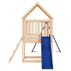 vidaXL rotaļu mājiņa ar slidkalniņu, kāpnēm, šūpolēm, priedes koks cena un informācija | Bērnu rotaļu laukumi, mājiņas | 220.lv