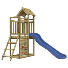 vidaXL rotaļu mājiņa ar slidkalniņu, klinšu sienu, impregnēta priede cena un informācija | Bērnu rotaļu laukumi, mājiņas | 220.lv