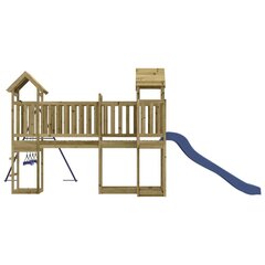 vidaXL rotaļu mājiņa ar slidkalniņu, šūpolēm, impregnēts priedes koks cena un informācija | Bērnu rotaļu laukumi, mājiņas | 220.lv