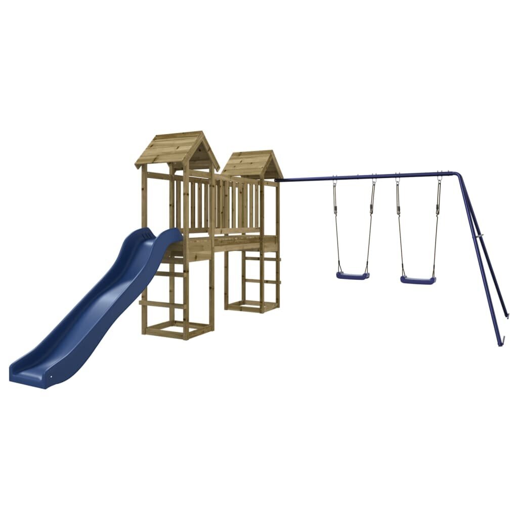 vidaXL rotaļu mājiņa ar slidkalniņu, šūpolēm, impregnēts priedes koks цена и информация | Bērnu rotaļu laukumi, mājiņas | 220.lv