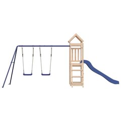 vidaXL rotaļu mājiņa ar slidkalniņu, šūpolēm, klinšu sienu, priede cena un informācija | Bērnu rotaļu laukumi, mājiņas | 220.lv