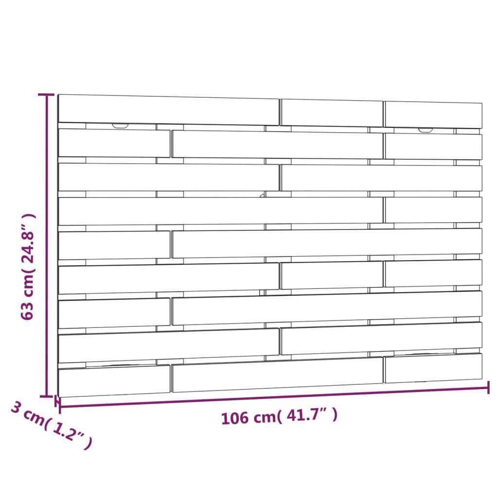 vidaXL sienas galvgalis, 106x3x63 cm, priedes masīvkoks cena un informācija | Gultas | 220.lv