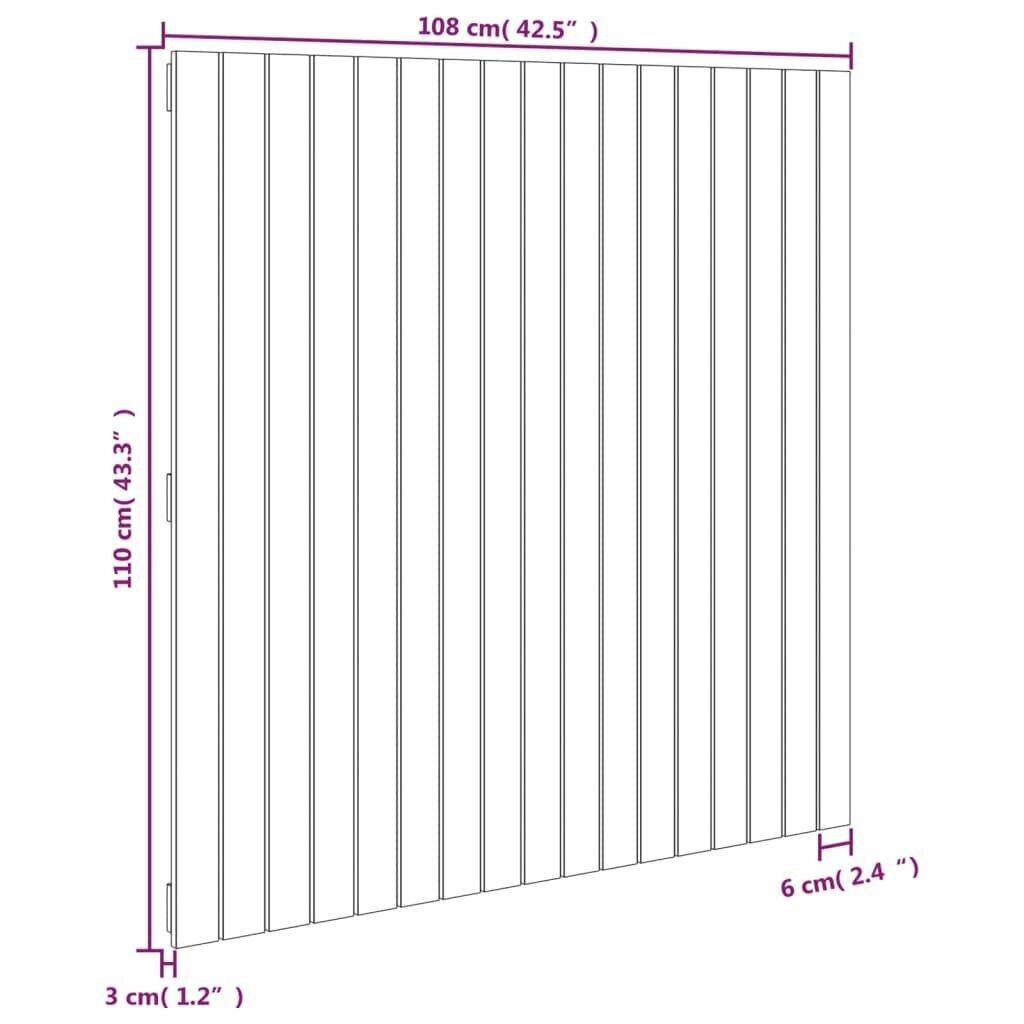 vidaXL sienas galvgalis, 108x3x110 cm, priedes masīvkoks cena un informācija | Gultas | 220.lv