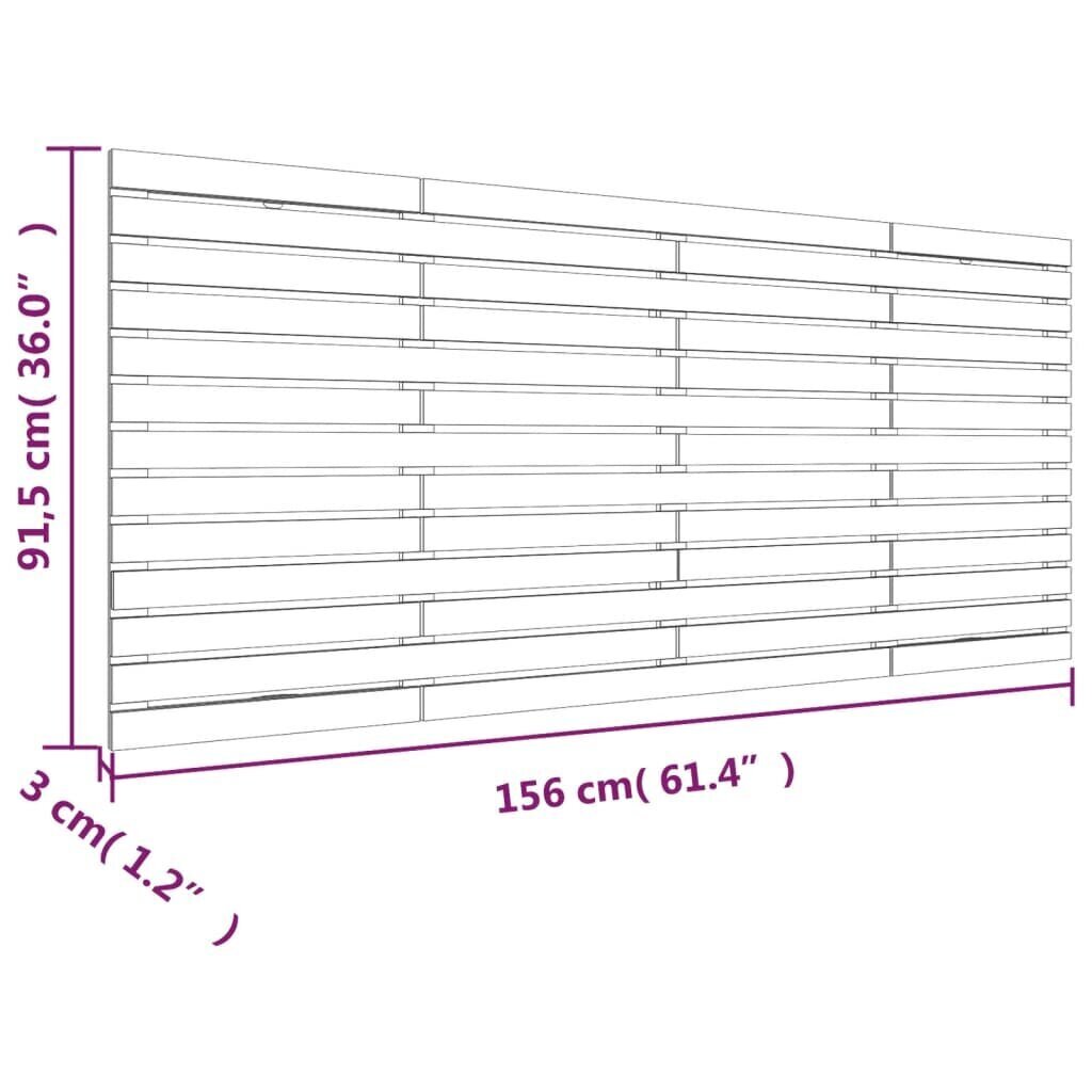 vidaXL sienas galvgalis, 156x3x91,5 cm, priedes masīvkoks cena un informācija | Gultas | 220.lv