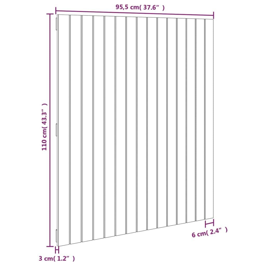 vidaXL sienas galvgalis, 95,5x3x110 cm, priedes masīvkoks cena un informācija | Gultas | 220.lv