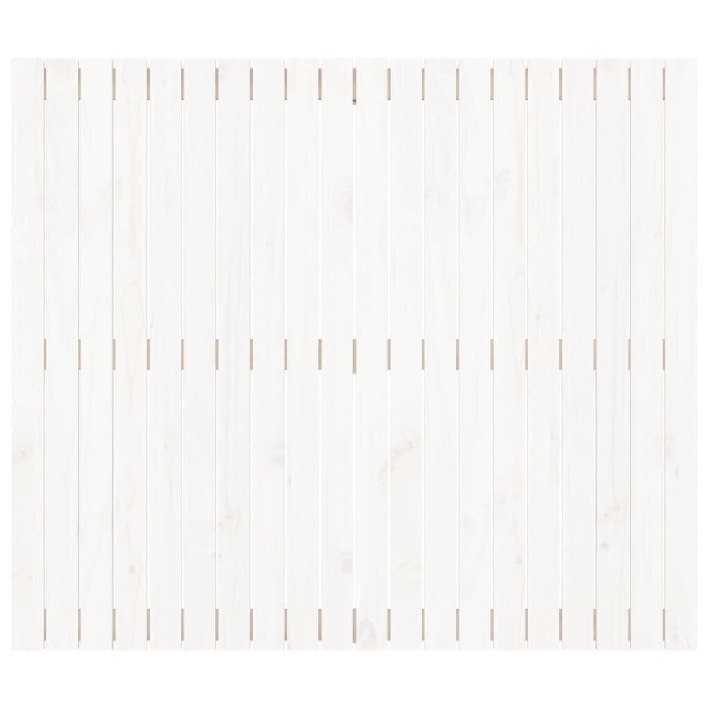 vidaXL sienas galvgalis, balts, 127,5x3x110 cm, priedes masīvkoks cena un informācija | Gultas | 220.lv