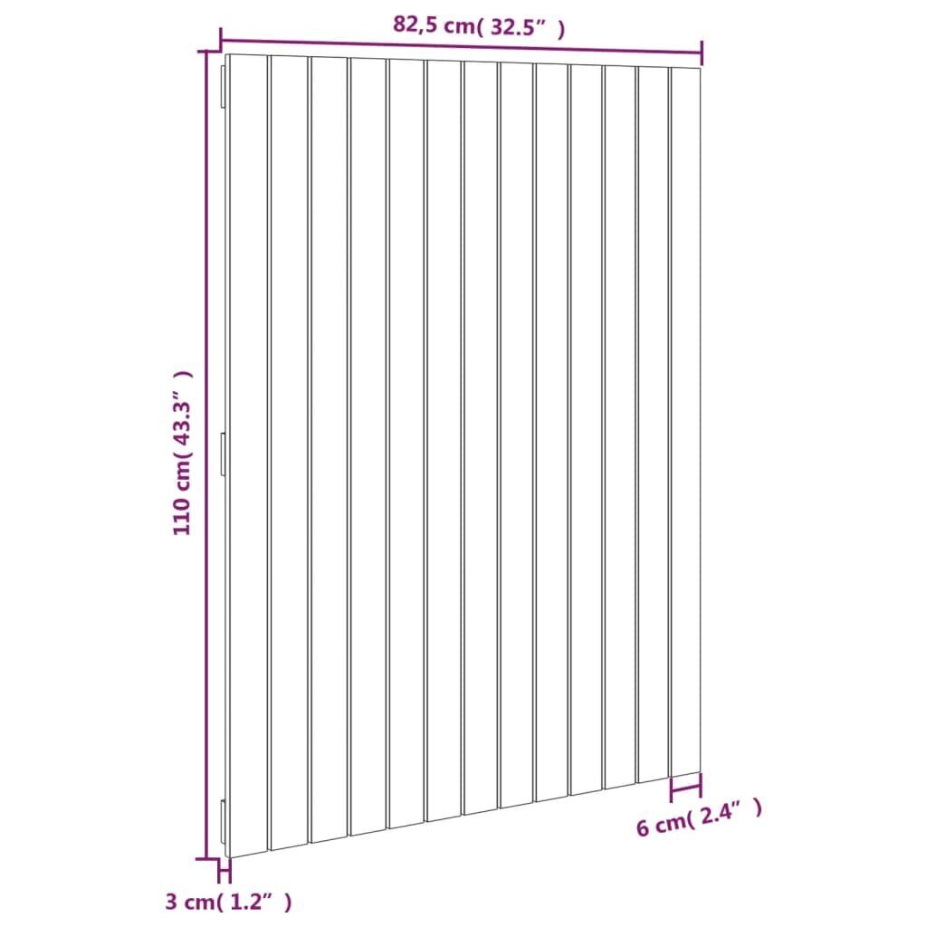 vidaXL sienas galvgalis, balts, 82,5x3x110 cm, priedes masīvkoks cena un informācija | Gultas | 220.lv