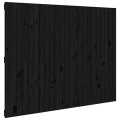 vidaXL sienas galvgalis, melns, 146,5x3x110 cm, priedes masīvkoks cena un informācija | Gultas | 220.lv