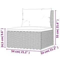 vidaXL vidējais dārza dīvāns, spilveni, melna PE rotangpalma kaina ir informacija | Dārza krēsli | 220.lv
