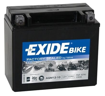 Exide moto akumulators 12V 10Ah AGM12-10 150x87x130+- цена и информация | Moto akumulatori | 220.lv