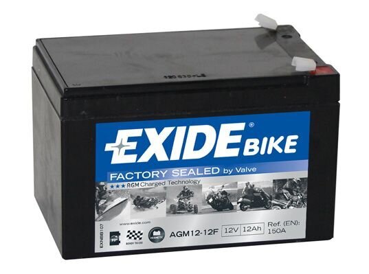 Exide moto akumulators 12V 12Ah AGM12-12F 150x100x100+- cena un informācija | Moto akumulatori | 220.lv