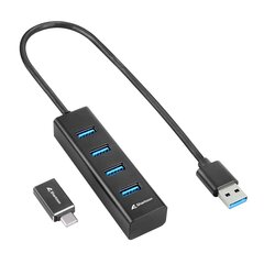 USB-хаб на 4 порта Sharkoon Чёрный цена и информация | Адаптеры и USB разветвители | 220.lv