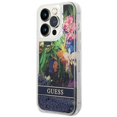 Guess GUHCP14XLFLSB iPhone 14 Pro Max 6,7" niebieski|blue hardcase Flower Liquid Glitter цена и информация | Чехлы для телефонов | 220.lv