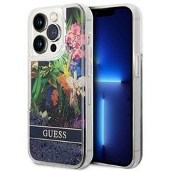Guess GUHCP14XLFLSB iPhone 14 Pro Max 6,7" niebieski|blue hardcase Flower Liquid Glitter cena un informācija | Telefonu vāciņi, maciņi | 220.lv