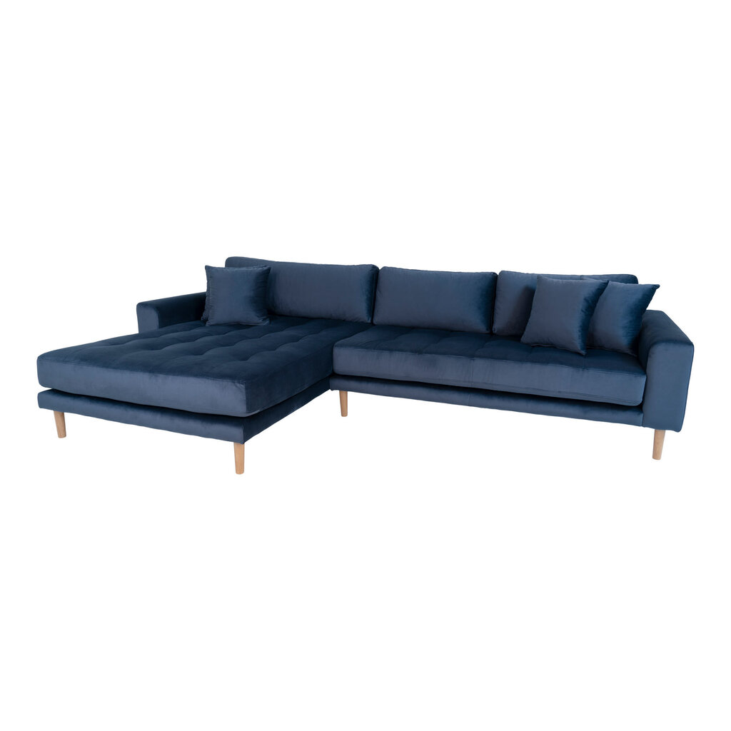 Stūra dīvāns Lido, samta, tumši zils cena un informācija | Stūra dīvāni | 220.lv
