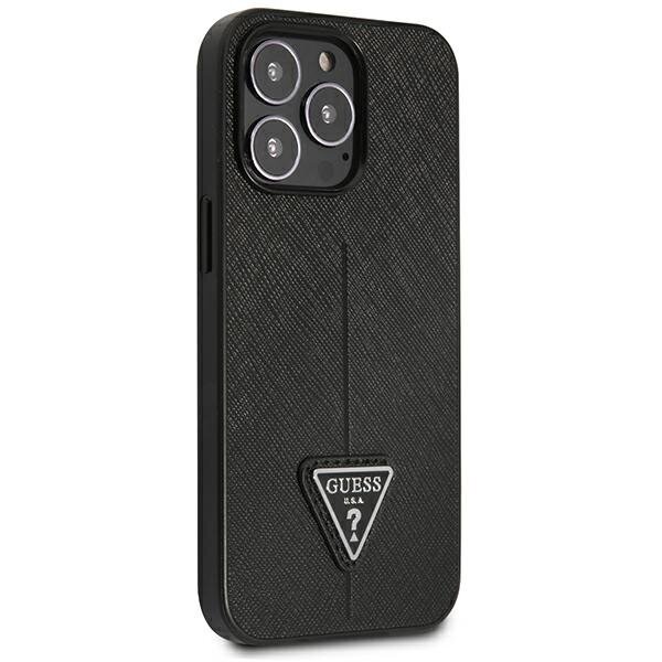 Guess GUHCP14XPSATLK iPhone 14 Pro Max 6,7" czarny|black hardcase SaffianoTriangle Logo cena un informācija | Telefonu vāciņi, maciņi | 220.lv