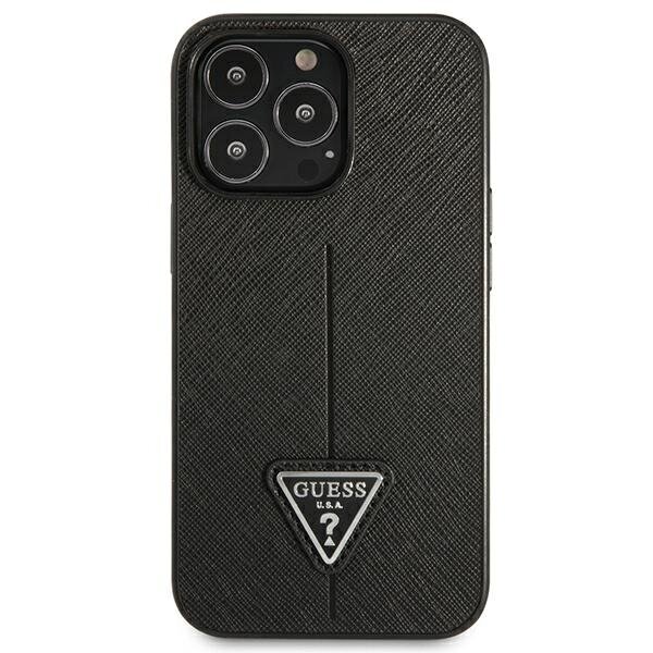 Guess GUHCP14XPSATLK iPhone 14 Pro Max 6,7" czarny|black hardcase SaffianoTriangle Logo cena un informācija | Telefonu vāciņi, maciņi | 220.lv