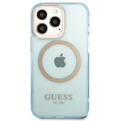 Guess GUHMP13LHTCMB iPhone 13 Pro | 13 6,1" niebieski|blue hard case Gold Outline Translucent MagSafe cena un informācija | Telefonu vāciņi, maciņi | 220.lv