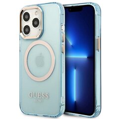 Guess GUHMP13LHTCMB iPhone 13 Pro | 13 6,1" niebieski|blue hard case Gold Outline Translucent MagSafe cena un informācija | Telefonu vāciņi, maciņi | 220.lv