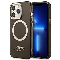 Guess GUHMP13LHTCMK iPhone 13 Pro | 13 6,1" czarny|black hard case Gold Outline Translucent MagSafe cena un informācija | Telefonu vāciņi, maciņi | 220.lv