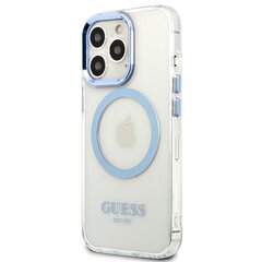 Guess GUHMP13LHTRMB iPhone 13 Pro | 13 6,1" niebieski|blue hard case Metal Outline Magsafe cena un informācija | Telefonu vāciņi, maciņi | 220.lv