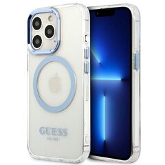 Guess GUHMP13LHTRMB iPhone 13 Pro | 13 6,1" niebieski|blue hard case Metal Outline Magsafe cena un informācija | Telefonu vāciņi, maciņi | 220.lv