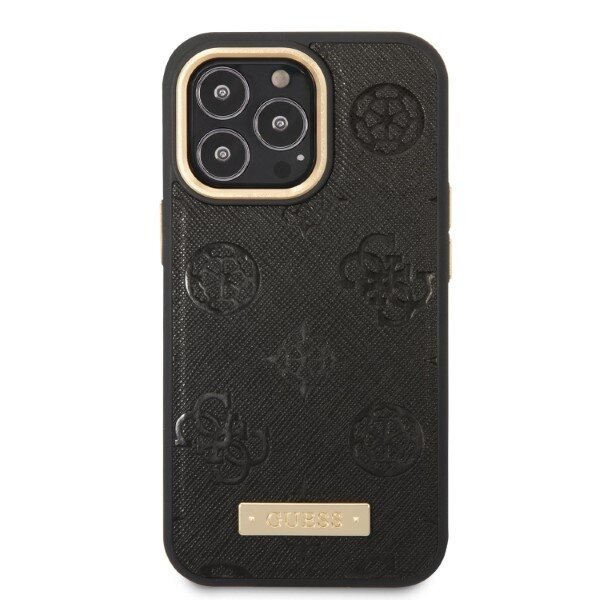 Guess GUHMP13LSAPSTK iPhone 13 Pro | 13 6,1" czarny|black hardcase Peony Logo Plate MagSafe цена и информация | Telefonu vāciņi, maciņi | 220.lv