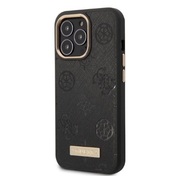 Guess GUHMP13LSAPSTK iPhone 13 Pro | 13 6,1" czarny|black hardcase Peony Logo Plate MagSafe цена и информация | Telefonu vāciņi, maciņi | 220.lv