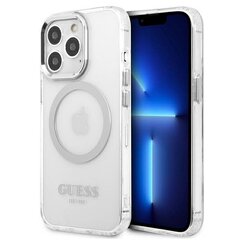 Guess GUHMP13LHTRMS iPhone 13 Pro | 13 6,1" srebrny|silver hard case Metal Outline Magsafe cena un informācija | Telefonu vāciņi, maciņi | 220.lv