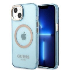 Guess GUHMP13MHTCMB iPhone 13 6,1" niebieski|blue hard case Gold Outline Translucent MagSafe cena un informācija | Telefonu vāciņi, maciņi | 220.lv