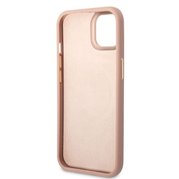 Guess GUHMP13MSAPSTP iPhone 13 6,1" różowy|pink hardcase Peony Logo Plate MagSafe cena un informācija | Telefonu vāciņi, maciņi | 220.lv