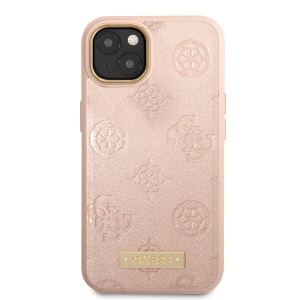 Guess GUHMP13MSAPSTP iPhone 13 6,1" różowy|pink hardcase Peony Logo Plate MagSafe cena un informācija | Telefonu vāciņi, maciņi | 220.lv