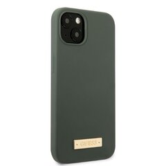 Guess GUHMP13MSBPLA iPhone 13 6,1" zielony|khaki hard case Silicone Logo Plate MagSafe cena un informācija | Telefonu vāciņi, maciņi | 220.lv