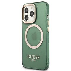Guess GUHMP13XHTCMA iPhone 13 Pro Max 6,7" zielony|khaki hard case Gold Outline Translucent MagSafe cena un informācija | Telefonu vāciņi, maciņi | 220.lv