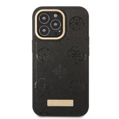 Guess GUHMP13XSAPSTK iPhone 13 Pro Max 6,7" czarny|black hardcase Peony Logo Plate MagSafe cena un informācija | Telefonu vāciņi, maciņi | 220.lv