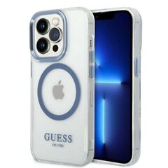 Guess GUHMP14LHTRMB iPhone 14 Pro 6,1" niebieski|blue hard case Metal Outline Magsafe cena un informācija | Telefonu vāciņi, maciņi | 220.lv