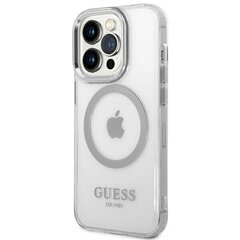 Guess GUHMP14LHTRMS iPhone 14 Pro 6,1" srebrny|silver hard case Metal Outline Magsafe cena un informācija | Telefonu vāciņi, maciņi | 220.lv