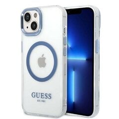 Guess GUHMP14MHTRMB iPhone 14 Plus 6,7" niebieski|blue hard case Metal Outline Magsafe cena un informācija | Telefonu vāciņi, maciņi | 220.lv