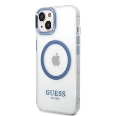 Guess GUHMP14MHTRMB iPhone 14 Plus 6,7" niebieski|blue hard case Metal Outline Magsafe цена и информация | Чехлы для телефонов | 220.lv