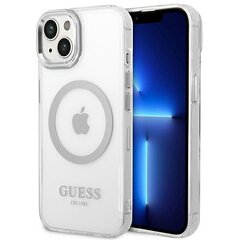 Guess GUHMP14MHTRMS iPhone 14 Plus 6,7" srebrny|silver hard case Metal Outline Magsafe cena un informācija | Telefonu vāciņi, maciņi | 220.lv