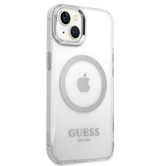 Guess GUHMP14MHTRMS iPhone 14 Plus 6,7" srebrny|silver hard case Metal Outline Magsafe cena un informācija | Telefonu vāciņi, maciņi | 220.lv