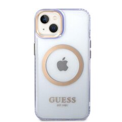 Guess GUHMP14SHTCMU iPhone 14 6,1" purpurowy|purple hard case Gold Outline Translucent MagSafe cena un informācija | Telefonu vāciņi, maciņi | 220.lv