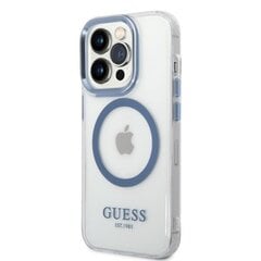 Guess GUHMP14XHTRMB iPhone 14 Pro Max 6,7" niebieski|blue hard case Metal Outline Magsafe cena un informācija | Telefonu vāciņi, maciņi | 220.lv