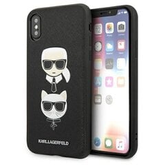 Karl Lagerfeld KLHCI65SAKICKCBK iPhone XS Max czarny|black hardcase Saffiano Karl&Choupette Head цена и информация | Чехлы для телефонов | 220.lv