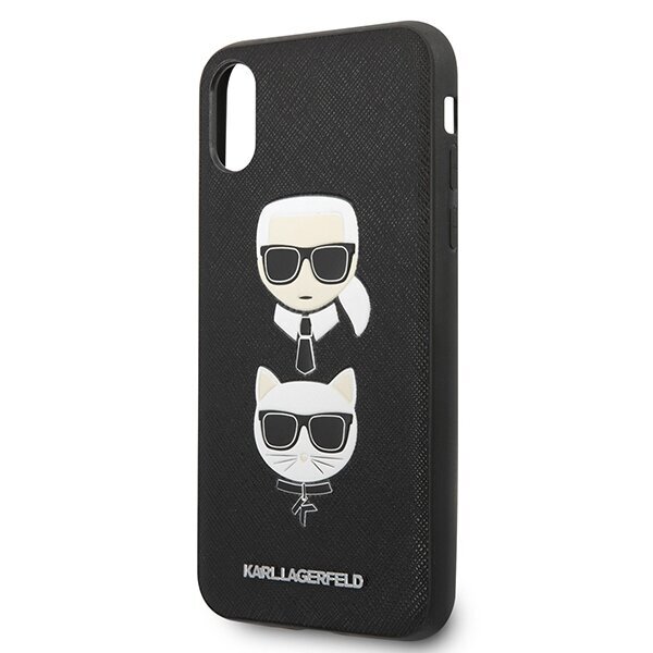 Karl Lagerfeld KLHCI65SAKICKCBK iPhone XS Max czarny|black hardcase Saffiano Karl&Choupette Head цена и информация | Telefonu vāciņi, maciņi | 220.lv