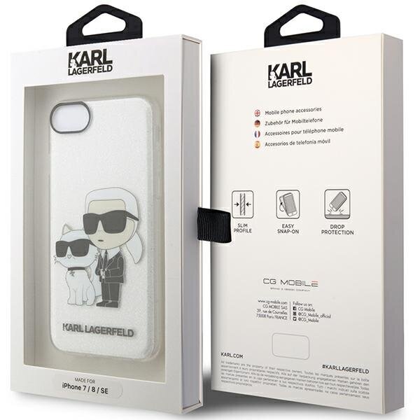 Karl Lagerfeld KLHCI8HNKCTGT iPhone 7|8| SE 2020 | SE 2022 transparent hardcase Gliter Karl&Choupette cena un informācija | Telefonu vāciņi, maciņi | 220.lv