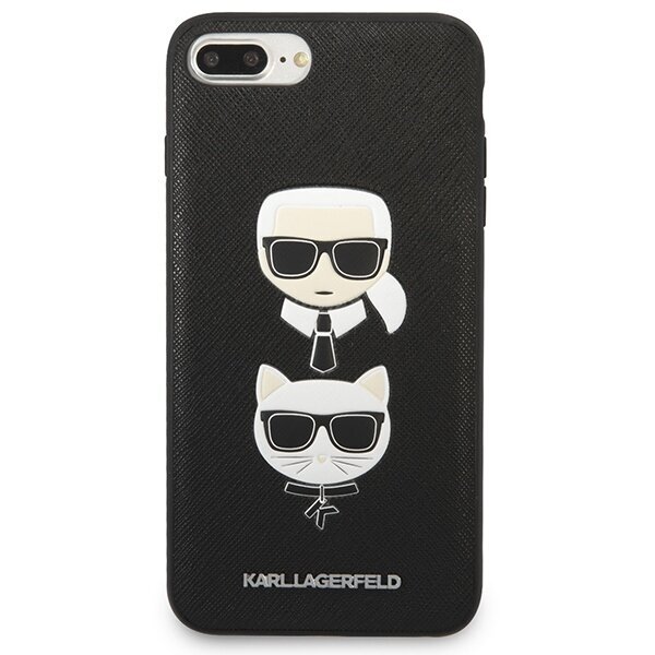 Karl Lagerfeld KLHCI8LSAKICKCBK iPhone 7 Plus | 8 Plus czarny|black hardcase Saffiano Karl&Choupette Head cena un informācija | Telefonu vāciņi, maciņi | 220.lv